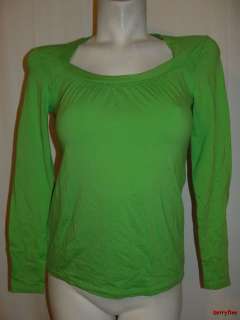  LOFT Bright Green Stretch Cotton Long Sleeve Shirt Top Size XS  