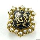 theta delta chi pearl 14k gold diamond fraternity pin one day shipping 
