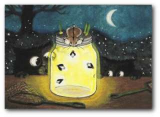 Peek n Boo Black Cats Hamster Firefly Fascination Lightning Bug ACEO 