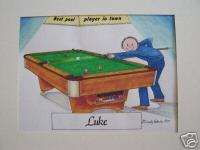 PERSONALIZED CARTOON Billiards POOL player GIFT  