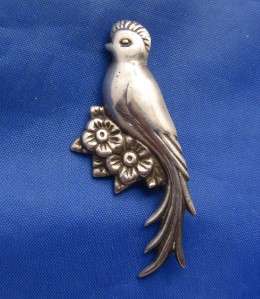 Vintage Mexican Silver Bird Pin marked MEXICO SILVER  