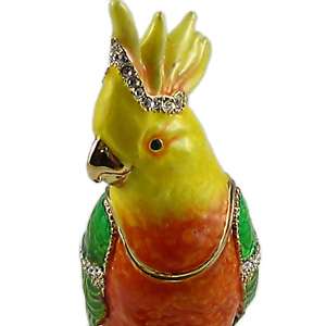 Sunflower Parrot Trinket Box Bejeweled Colorful bird  