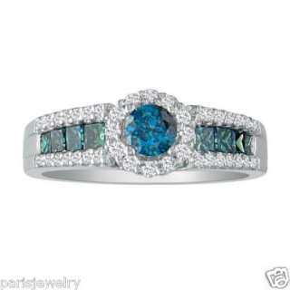 Carat Genuine Blue White Diamond 14k Gold Engagement Ring 