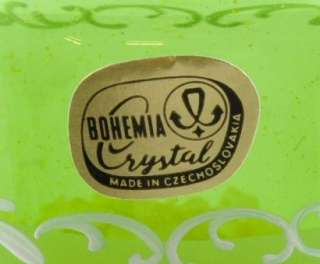 Bohemia Czechoslovakia Hand Painted Crystal Stoppered Bottle 5x2.25 