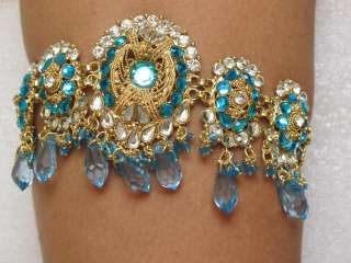 Bollywood Belly Dance Costume Jewelry Armlet Sea Blue  