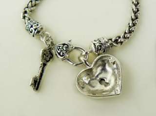 Brighton Bay Heart and Key Chain Toggle Bracelet 9229  