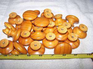 PINE FINISHED WOOD CABINET KNOBS / PULLS LOT OF 25 H  