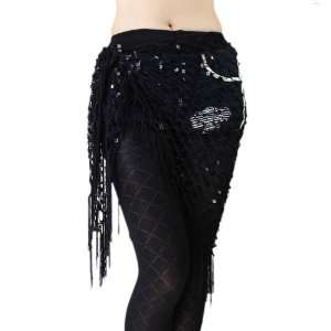 Belly Dance Mesh Hip Scarf & Shawl With Little Paillettes, Deluxe V 