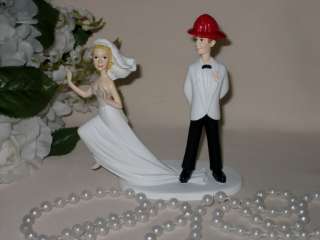   Firefighter Groom Humorous Wedding RUNAWAY BRIDE CAKE TOPPER  