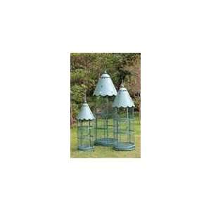  Blue Metal Birdhouses Set/3