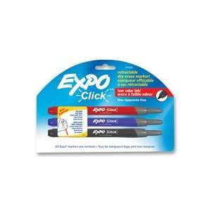 Expo Click Retractable Low Odor Fine Tip Dry Erase Markers, 12 Black 