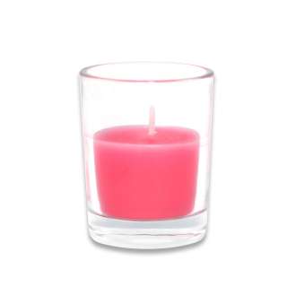 Set of 96 Bulk Hot Pink Round Glass Votive Candles  