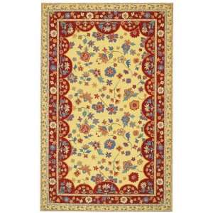   Capel Wool Gold Floral Area Rug with Red Border 8.00.