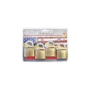 Guard 1 1/2 Solid Brass Padlock   Solid brass with 12 keys Pack of 4 