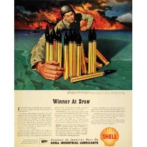 1945 Ad Shell Oil Brass Cartridge Army Soldier Rheem Mfg Co Lubricants 