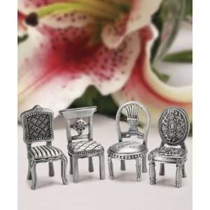  Pewter Chair Figurine Placecard Holders