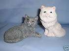 white persian grey shorthair cat figurines ceramic expedited shipping 