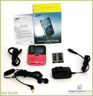 Brand New Samsung Ch@t Chat C322 322 Unlocked Dual Sim GSM Pink T 