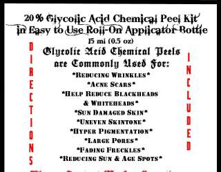 20% GLYCOLIC ACID Roll On Chemical Peel for Skin CA Hut  