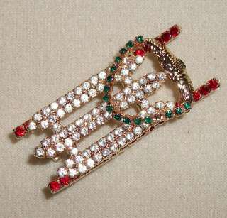 Vintage Rhinestone Christmas Crystal Sled Pin/Brooch  