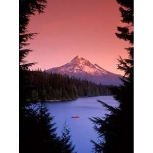 Canoeing on Lost Lake in the Mt. Hood National Forest, Oregon, USA 