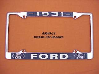 1931 Ford Blue Oval License Plate Frame Chrome. Metal.  