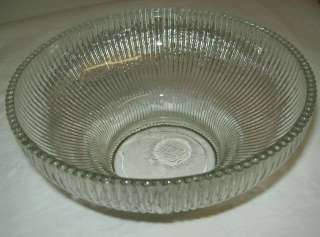 HOOSIER GLASS CLEAR BOWL RIBBED SIDES #4054  