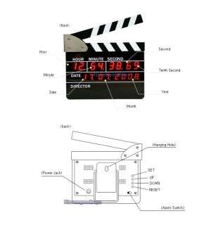 Movie Slate Clapper Board LED Digital Alarm Clock / N1  