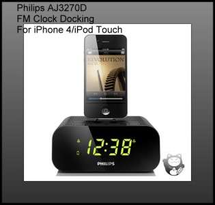 Philips AJ3270D FM Radio Clock Docking Speaker For iPhone 4S/4/iPod 