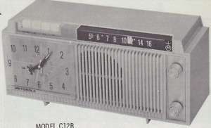 1961 MOTOROLA C12B CLOCK RADIO SERVICE MANUAL SCHEMATIC  