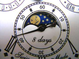MOONPHASE CRYSTAL BALL CLOCK LARGE 5 SIZE 8 DAYS w FULL CALENDAR 