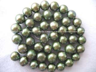 beautiful 15 9 10mm green freshwater pearl round  