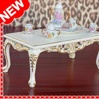 Barbie Furniture Wooden Coffee Table Gold side printed Handmade 