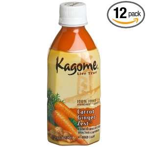 Kagome Live True, 100% Juice Carrot Ginger Zest, 11.5 Ounce Boxes 