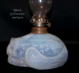 RARE 1800’s Opalescent CAT FIGURINE Oil/Kerosene Lamp  