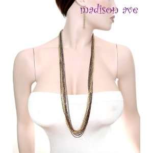    Fashion Assorted Multi Chain Necklace & Earring Set Jewelry