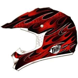    THH Youth TX 12 Flame Full Face Helmet Large  Red Automotive