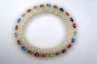 Designer Jewelry   Multi color Flower Bead Crochet Bracelet