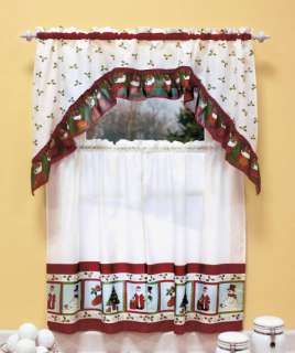 Christmas Kitchen Curtain Tier Swag 24 or 36 Set NEW  