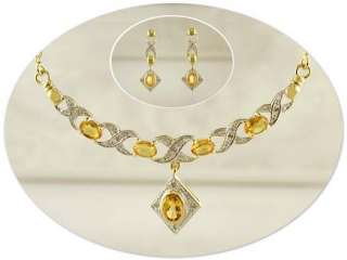 CITRINE & DIAMOND NECKLACE AND EARRING SET