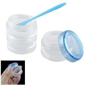  Clear Blue Cover 3 Layers Cosmetic Case Plastic Container 