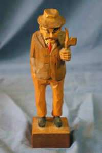 Black Forest Hand Carved Wooden Pipe Smoking Figurine  
