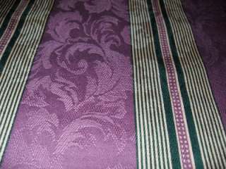 PURPLE COTTON DAMASK DRAPERY/upholstery FABRIC stripe  