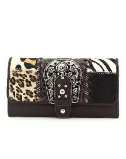   Genuine Leather Western Buckle Womens Clutch Wallet Clothing