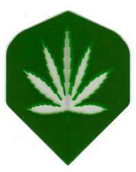 Dart Flights  1 Green & Clear Marijuana Leaf Stnd. Set  