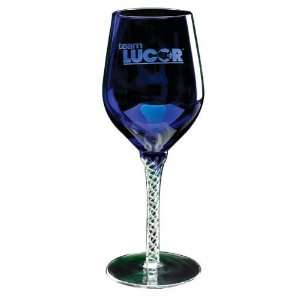   wine glasses with cobalt bowl and crystal braided stem. Kitchen