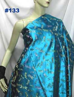 Bright T.Blue Dragonfly CHINESE BROCADE FABRIC by YARD  