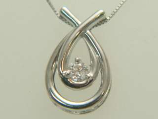 10K White Gold Solitaire Diamond Pendant Necklace  