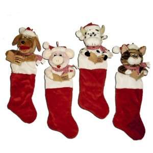  Pack of 4 Plush Musical Animated Cat/Cow/Dog/Pig Animal 