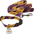 Los Angeles Lakers Dog Collar Leash ID Tag Set Small  